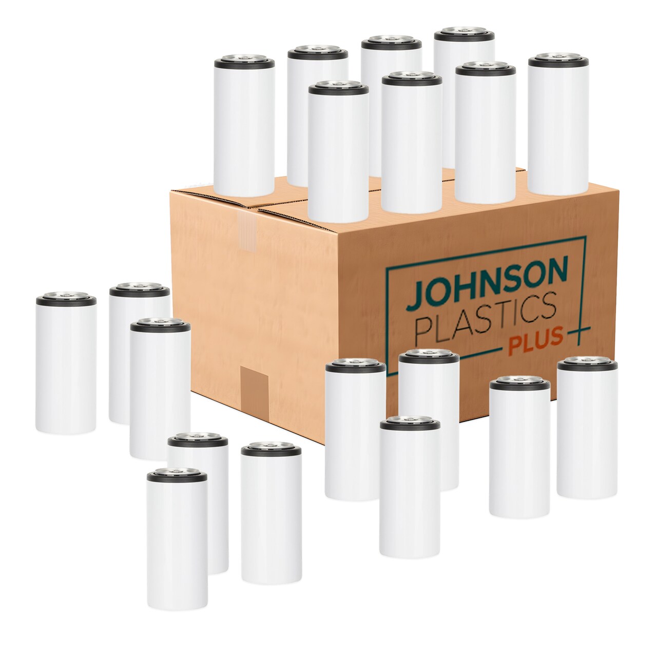 12oz Stainless Steel Skinny Can Coolers Sublimation-Ready Bulk- White